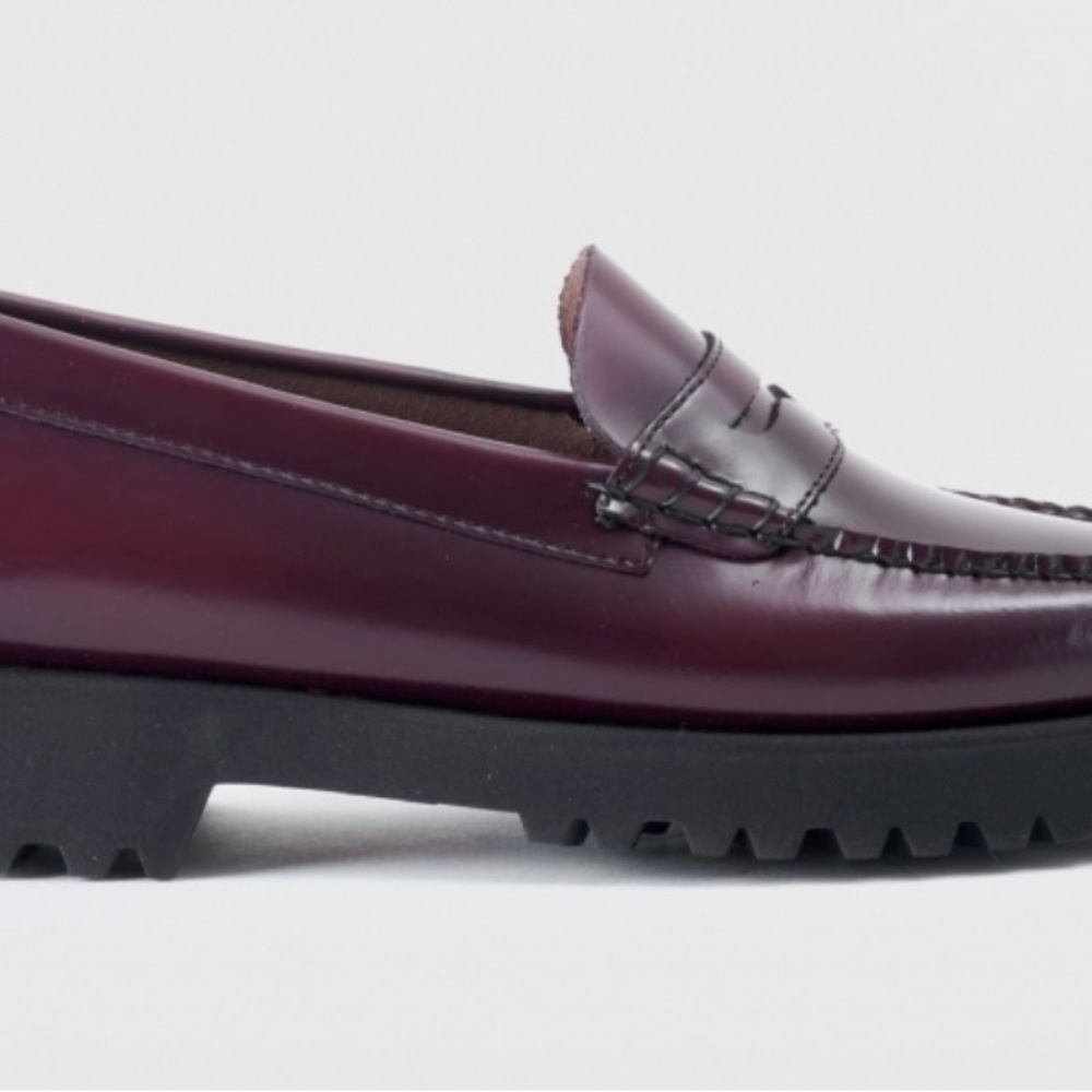 G.H.BASS Women's Plum Leather Whitney Candy Lug Weejun Loafer Flats - Plum - 8 - Picture 6 of 10